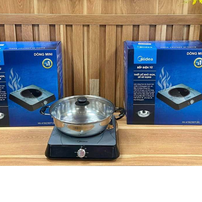 🦋Bếp Từ Đơn Mini Midea  MI-K1923B Tặng Kèm Nồi và  Midea  MI-K1917EF Chính Hãng Bh Toàn Quốc 12 T