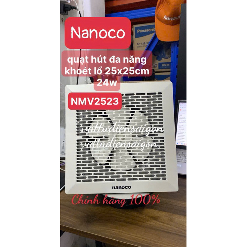Quạt hút NANOCO NMV2523 khoét lổ 25x25cm 24w Chính hãng