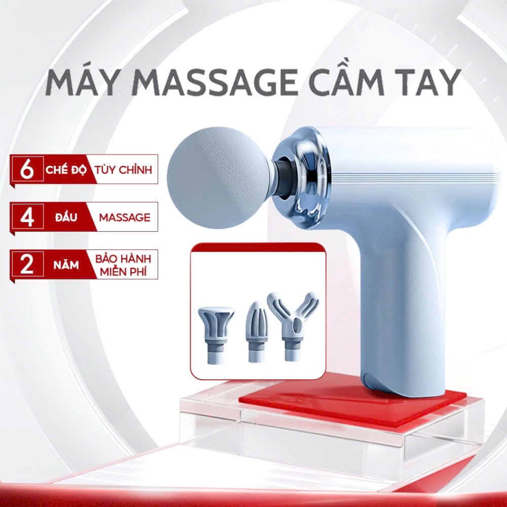 Máy Massage Cầm Tay Mini Cao Cấp - Cảm Biến Lực Nhấn Với 6 Chế Độ Massage Giúp Giảm Đau Mỏi, Giãn Cơ