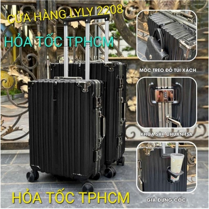 VALI KHUNG NHÔM KHOÁ SẬP AN TOÀN B3T SIZE 20,24,29 INCH 4 GÓC KIM LOẠI (SỈ) CHỐNG VĐ CHỐNG GẠCH MÓC HÀNH LÝ,CHỐNG BỂ VỠ