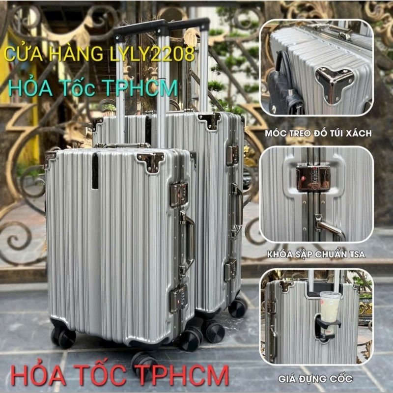 VALI KHUNG NHÔM KHÓASẬPANTOÀNB3TSIZE20,24,28INCH 4 GÓC KIM LOẠI(HỎATỐC SỈ CHỐNGVAĐẬPCHỐNGRẠCHMÓCKHÓA