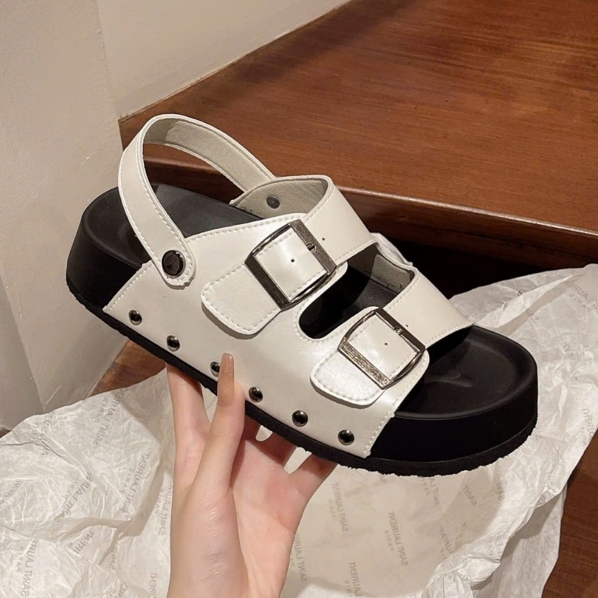 Dép sandal nữ bản Cao Cấp QCCC đế dày quai da mềm sang xịn - Dép quai hậu nữ cao cấp