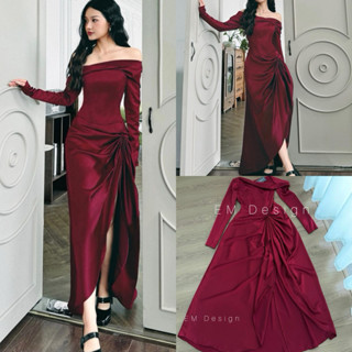  EM Design Váy lụa dáng dài thiết kế lệch vai “ Mila “ cắt xẻ sexy sang chảnh thanh lịch 