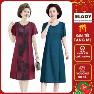 Đầm trung niên [ M628] Váy trung niên cho mẹ dự tiệc sang trọng, chất vải voan phối họa tiết nổi mặc nhẹ, mềm mát