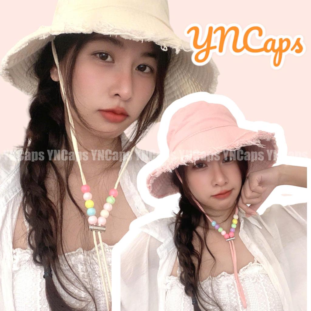 Nón bucket tua rua trơn dây hạt màu Hàn Quốc mũ tai bèo chống nắng nam nữ