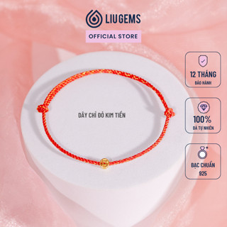 Vòng Tay Chỉ Đỏ Mix Đồng Xu Kim Tiền Bạc 925 Mạ Vàng Liugems Thu Hút Vượng Khí Tích Cực CD04