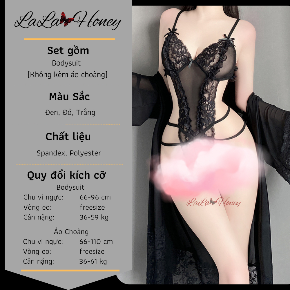 Bộ Đồ Ngủ Jumsuit Khoét Đáy Ren Xuyên Thấu Nữ Tính Gợi Cảm, Bộ Đồ Lót Nữ Quyến Rũ - LALA HONEY | BigBuy360 - bigbuy360.vn