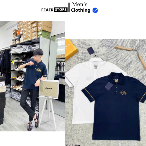 Áo Polo LV Logo Thêu 2 Mặt Chất Vải Gai Thoáng Mát-Áo Polo Nam Hàng Đẹp Chuẩn Form Hottrend 2025