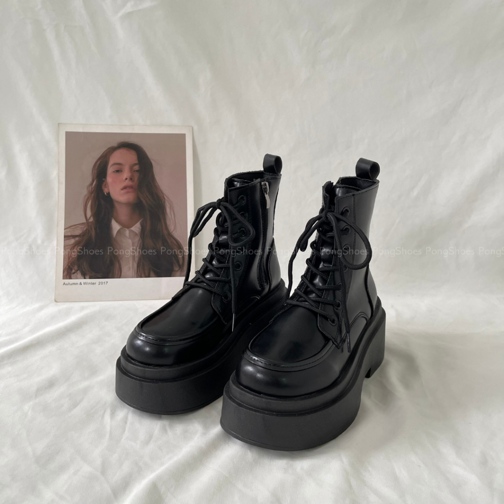 Giày Boot đế cao có khóa kéo PongShoes-Mã 1691-FULL BOX