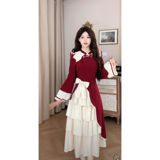  Váy tiểu thư cổ tàu NA&NA Clothing đi làm đi chơi dự tiệc sang chảnh chất tuyết nhung V138 