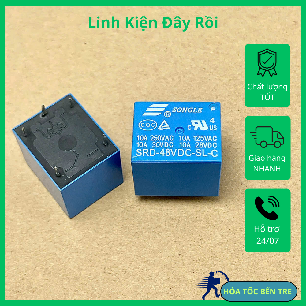 2 cái RELAY ROLE SRD 48VDC 24VDC 12VDC 09VDC 05VDC 03VDC SL C 5 chân tải 10A 250V