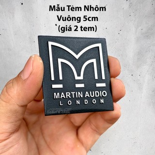 Tem Loa Martin chữ vàng, Vuông 5cm, giá 1 cặp (2 tem).
