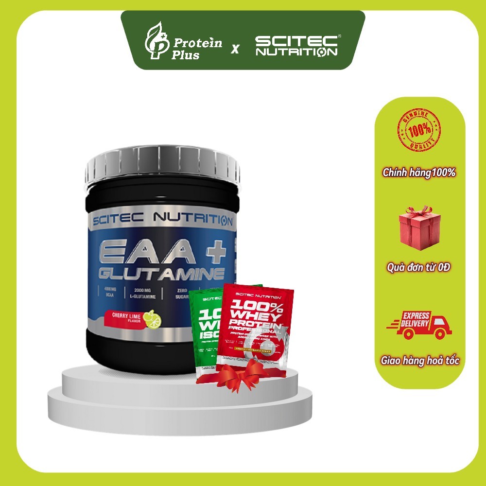 EAA+Glutamine 300g hỗ trợ tăng cơ phục hồi cơ và bổ sung axit amin chính hãng SCITEC NUTRITION