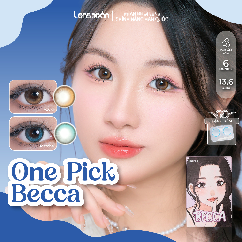 Kính áp tròng cận 6 tháng LENS XOẮN lens xanh highlight nổi bật blur 2 dải màu cá tính ISHA ONE PICK