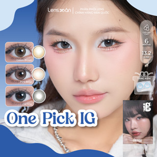 Kính áp tròng cận 6 tháng LENS XOẮN lens nâu và xám tự nhiên có viền tròn mắt hiệu ứng hàn quốc ISHA ONE PICK IG