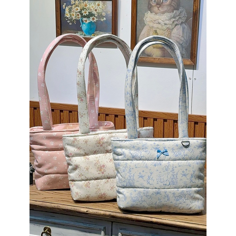 [Junie Handmade] Túi tote chần bông mini size hoa nhí dễ thương Vintage/Cottage/Coquette