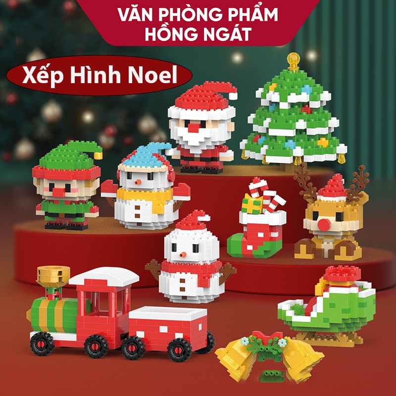  Bộ mô hình đồ chơi lắp ráp xếp hình 3D chủ đề giáng sinh xếp hình lego cho bé làm quà tặng học sinh mùa noel N079 