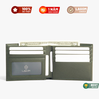 Ví Da Nam Cao Cấp – Gập Đôi Dáng Ngang – Da Thật Saffiano Leather – Lagom – Forest Bifold Wallet