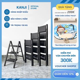 Thang gấp gọn đa năng KANJI thông minh cho gia đình, thang gấp 3 4 5 Bậc chịu tải 300kg, chất liệu thép carbon dày dặn