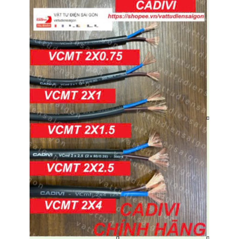 Dây Điện Cadivi VCMT 2X0.75,2X1,2X1.5,2X2.5,2X4 5 mét
