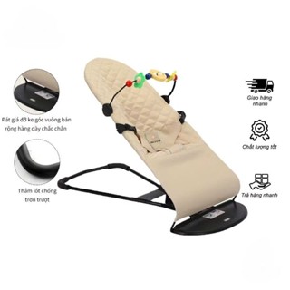 Ghế Nhún Rung Cao Cấp Cho Bé Sơ Sinh PEEWEES, Chống Võng Lưng, Chất Vải Cotton Thoáng Mát Giúp Bé Nằm Thoải Mái Dễ Chịu