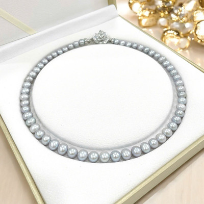 Chuỗi Đeo Cổ Ngọc Trai Hạt Màu Xám 8ly Độ Sáng 5A - Ngọc Trai Trường Thịnh