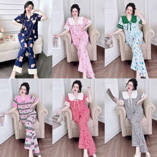 Xả Kho Thanh Lý Đồ Bộ Ngủ Bigsize Tay Ngắn Quần Dài Lụa Nhật Cổ Sen, Gấm Quần Dài Truyền Thống 50-100kg Cho Nàng Mũm Mĩm