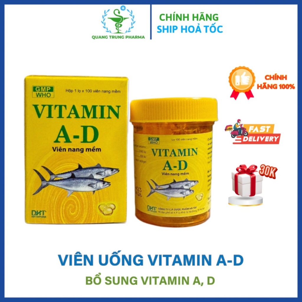 Vitamin A-D dược phẩm Hà Tây lọ 100 viên