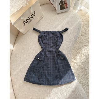 Đầm Kiểu Trễ Vai Caro Xanh Anna - Nala Dress