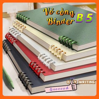 Vỏ bìa nhựa binder sổ còng B5 nhiều màu trơn đa năng bọc giấy 10 còng làm sổ vở viết học sinh đep rẻ