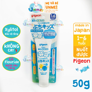 kem đánh răng trẻ em Pigeon 50g dành cho bé từ 1-6 tuổi không cay nuốt được