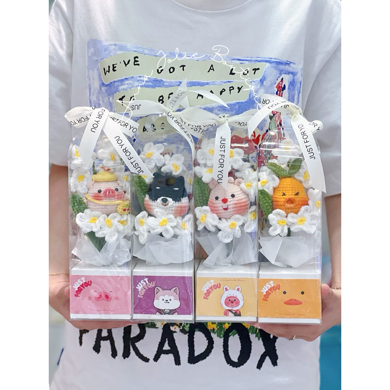 Hộp quà hoa len mặt thú