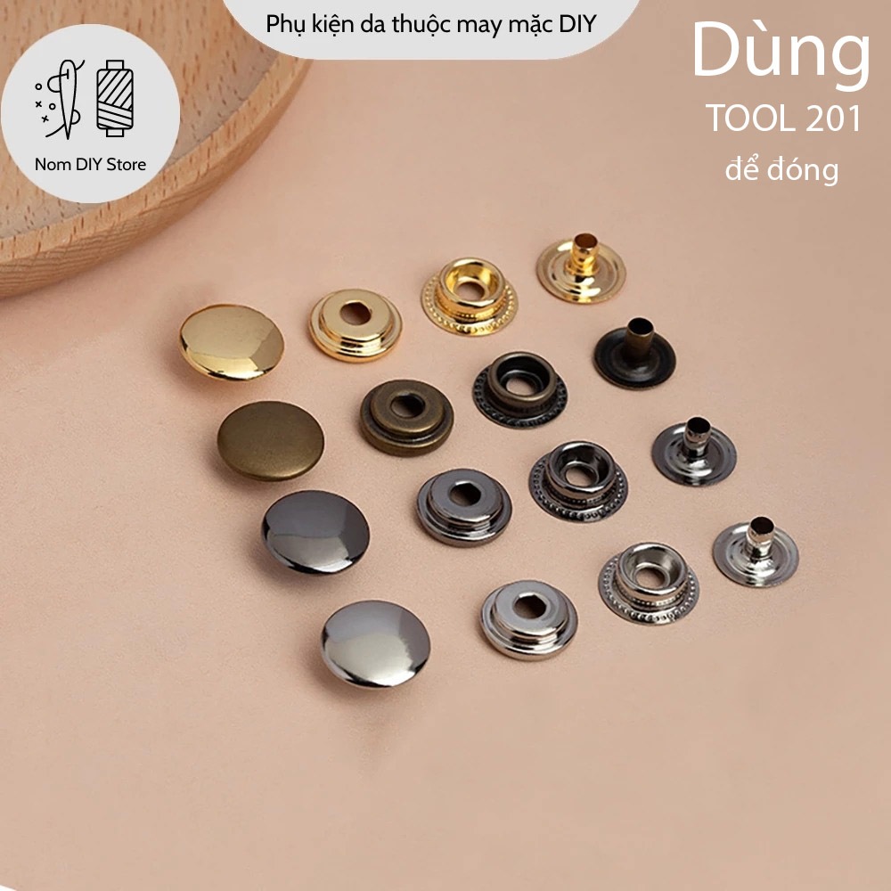 Bộ Nút Chén Bóp Cúc Bát Bấm 4 Thành Phần 201 Đồng Thau Phụ liệu Gia Công Làm Đồ Da Túi Ví Dây Lưng Thủ Công Handmade DIY