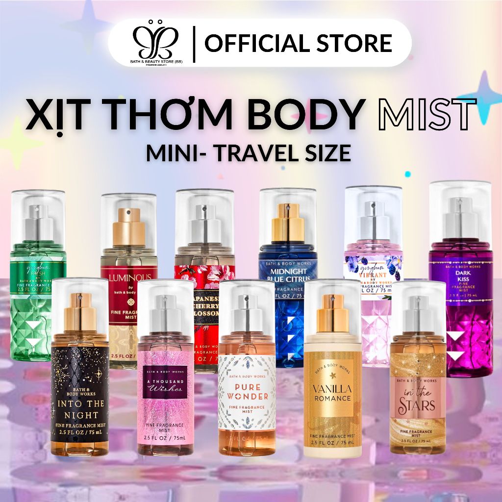 Body mist Xịt thơm body mist Bath & Body Works travel size 75ml nhỏ gọn tiện lợi