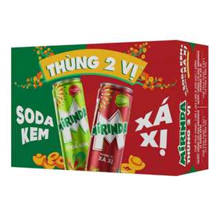 Thùng 24 lon nước ngọt có ga Mirinda Mix xá xị và soda kem/cam 320ml