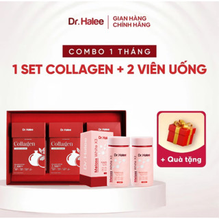 Combo Trẻ Hóa Trắng Da Collagen Lựu Đỏ Curcumin + 2 Viên Uống Melass White X3 Dr Halee