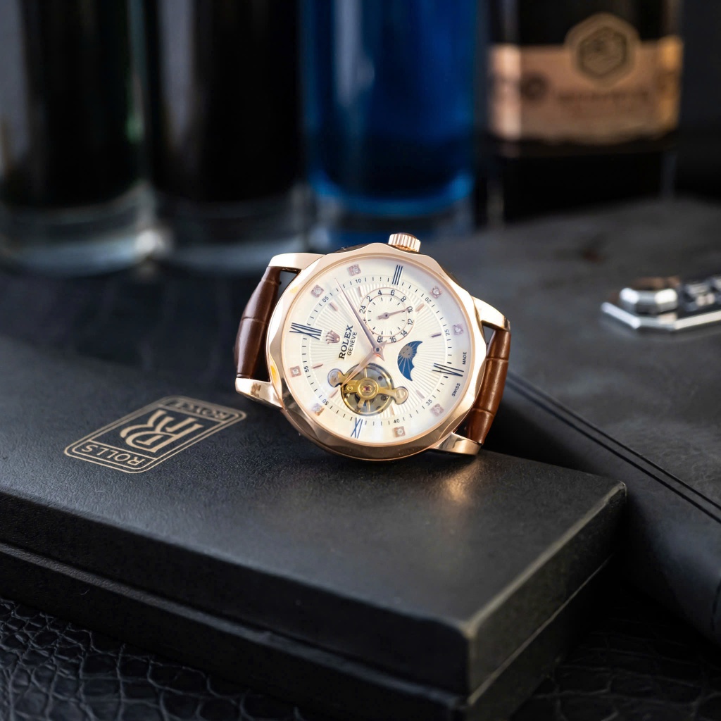 Đồng hồ cơ Rolex cơ lộ máy.