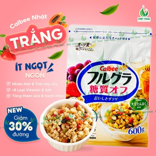 【DATE MỚI T9/25 Ngũ cốc Calbee Trắng Ăn Kiêng Ít Đường Giảm Cân Nhật mix sữa chua hoa quả (600G)