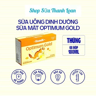   HSD T5-2026   Mẫu Mới Có Thẻ Tích Điểm  Thùng 48 Hộp Sữa Bột Pha Sẵn Vinamilk Optimum Gold 180ml. 