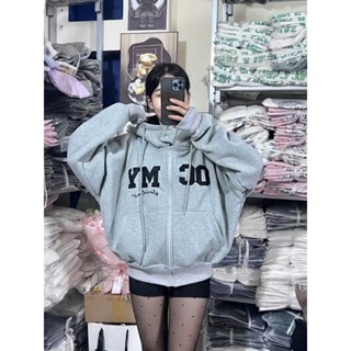 Áo Khoác Nỉ OCMY Chữ Thêu Dáng Boxy Chất Nỉ Bông Nón To Dày Đẹp