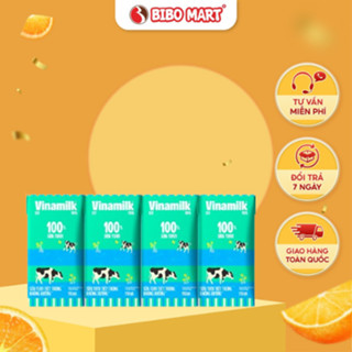 Lốc 4 Hộp Sữa Tươi 100% Tiệt Trùng Vinamilk Không Đường 180ml 110ml Cho Bé Trên 1 Tuổi - Bibomart