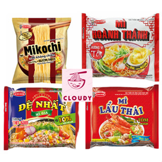 Thùng 30 gói Mì Lẩu Thái tôm, Đệ nhất thịt bằm, Hoành thánh, Mì Mikochi Acecook