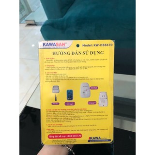 CHUÔNG CỬA KHÔNG DÂY DB667D KAWASAN BH 1 năm nút nhấn chống nước (có xuất VAT)
