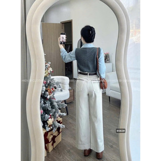 Quần suông nấm thêu miuuu kèm đai
