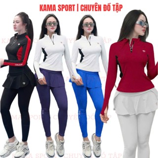 [ PICKLEBALL] Bộ tập thể thao nữ, bộ tập nữ áo dài tay cổ khoá chất thun mềm cao cấp mix quần váy chuyên tập pickleball