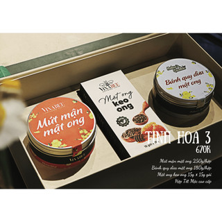 Bộ hộp quà mật ong Vinabee – set quà mật ong thiên nhiên (hoa nhãn, hoa rừng, bạc hà…), quà biếu Tết, quà tặng sức khỏe