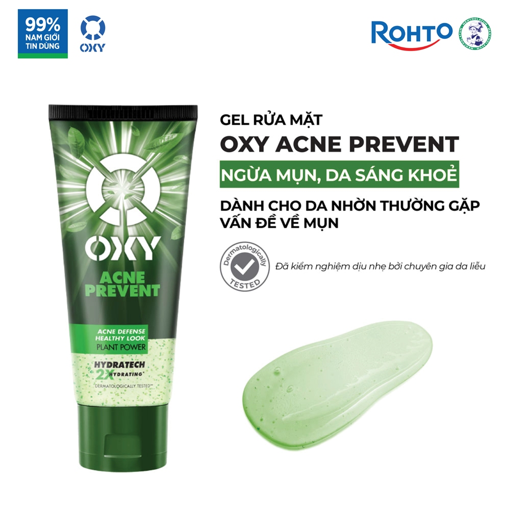 Sữa rửa mặt cho nam Oxy sạch sâu ngừa mụn, dạng gel Oxy Acne Prevent 100g