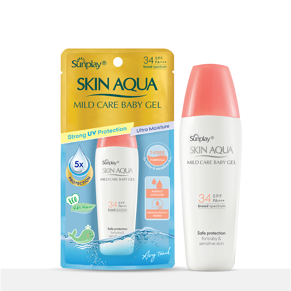 Kem chống nắng Skin Aqua cho trẻ em và da nhạy cảm dạng gel Sunplay Skin Aqua Mild Care Baby Gel SPF 34, PA+++ 25g