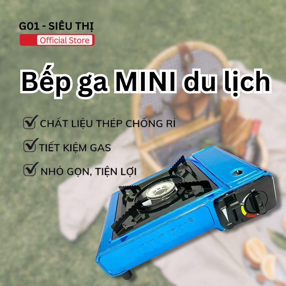 Bếp ga đơn mini tiện lợi G01 du lịch an toàn inox chống gỉ sơn tĩnh điện xách tay bảo hành 5 năm