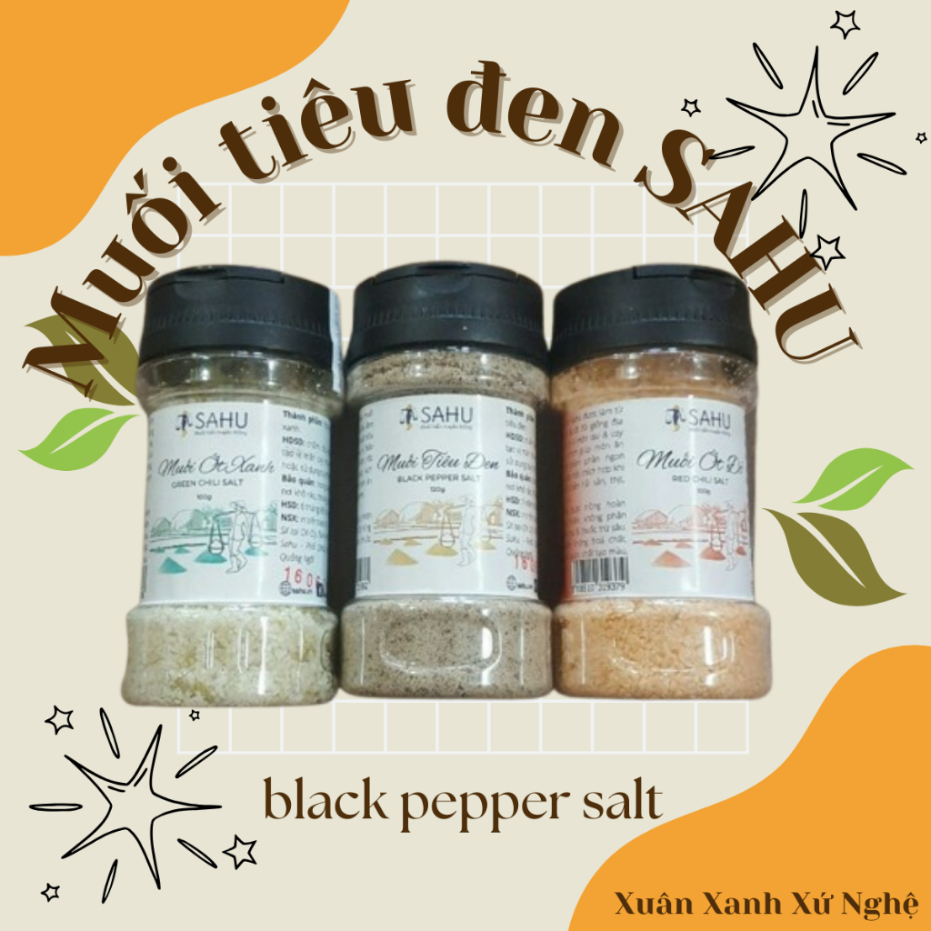 MUỐI TIÊU ĐEN SAHU MUỐI TIÊU ĐEN - MUỐI ỚT XANH - MUỐI ỚT ĐỎ  SAHU